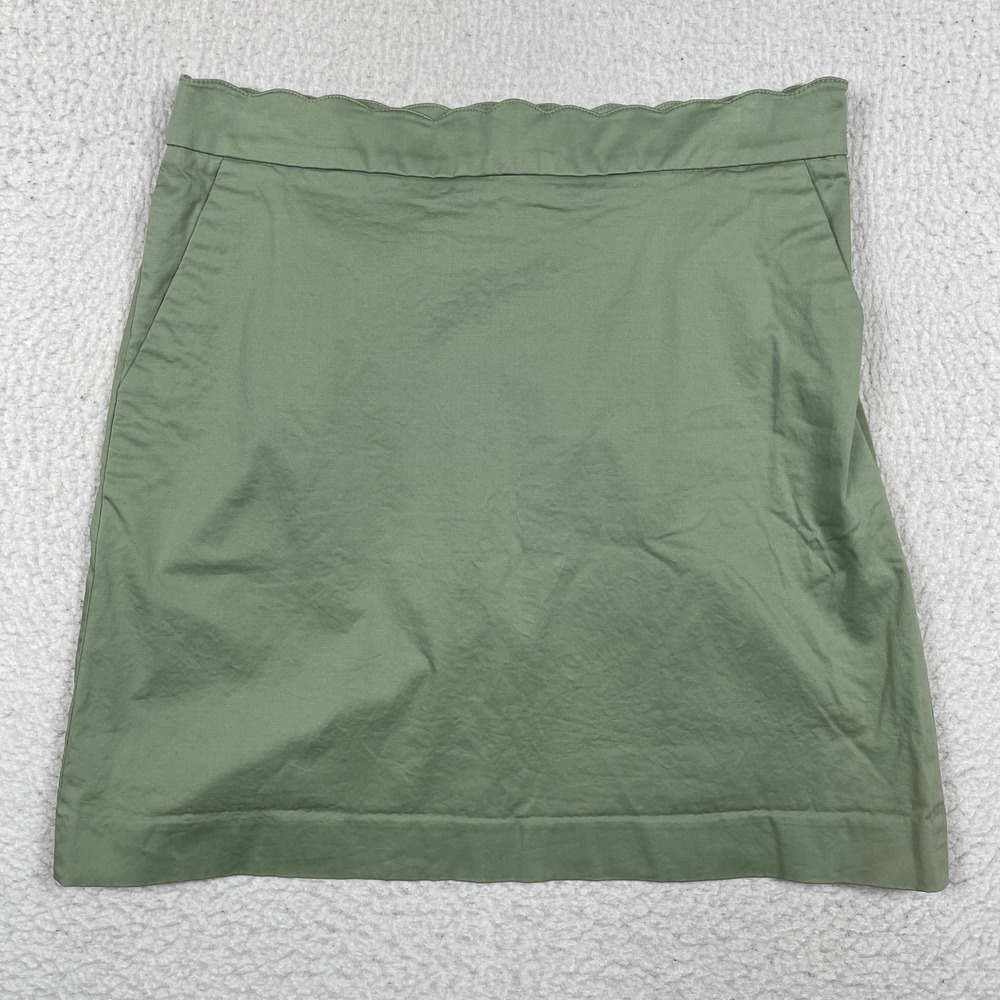 Brooks Brothers 346 Chino Skirt Womens‎ Size 6 Green Scalloped Waist A-Line Mini